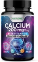 Vápnik 1200 mg s vitamínom D3 pre najlepšiu absorpciu - Advanced Bone Suplement, 1200 mg uhličitan vápenatý & 1600 IU Vitamín D3, pomalé uvoľňovanie pre imunitnú podporu, jednoduché prehltnutie, 60 tabliet