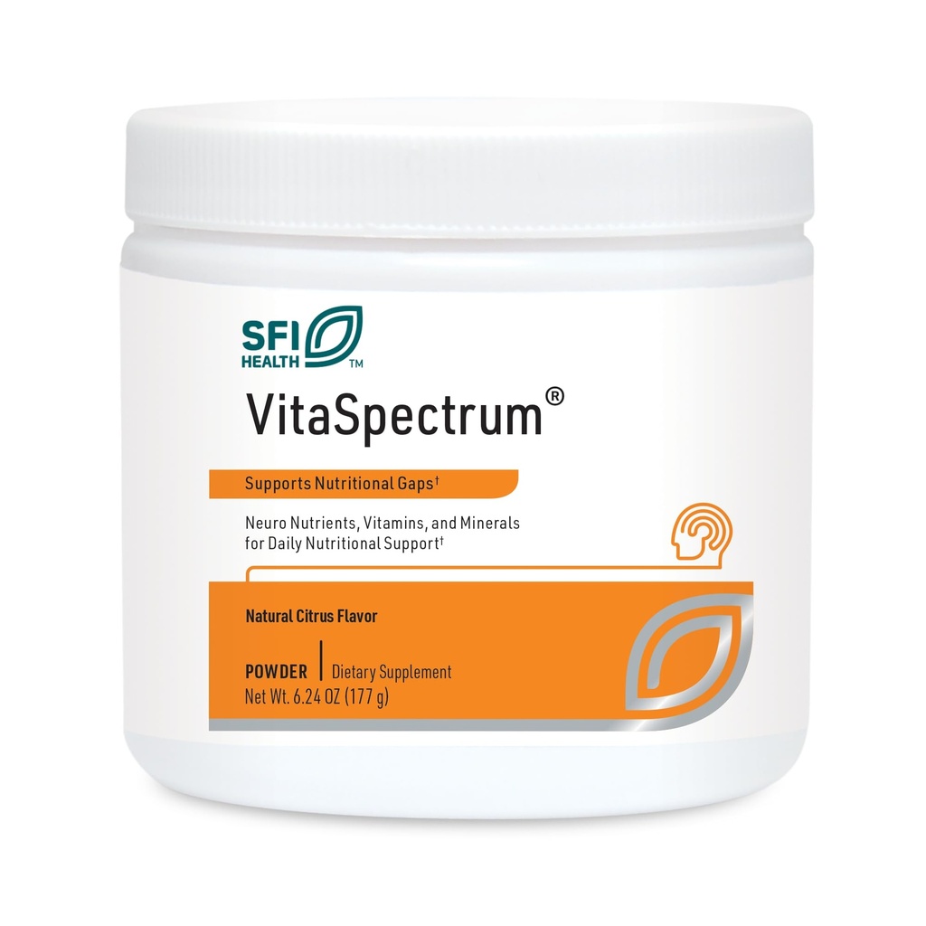 Klaire Labs SFI Health VitaSpectrum Powder for Kids - Daily Children's Multivitamín/Mineral with 23 Essential Nutrients - Citrus Flavor - No Copper, Iron, Gluten or Casein (30 Servings, 171 Grams)