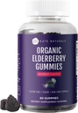 Kate Naturals bazové guličky s vitamínom C a zinkom pre dospelých a deti. Chutné Sambucus bazové Gummy pre imunitnú podporu (90 Gummies, 45 Day Supply, Organic)