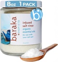 Baraka Infunded Sea Salt Neti Pot - Sinus Rinse & Nose Cleaner, Essential Oil Infunded with Virginia Cedarwood, Palmarosa, Green Myrtle, Fir Balsam & Rosemary, 8 oz (1 balenie)