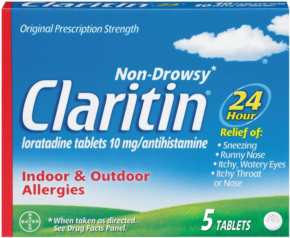 Claritin 24 hodín Nedrásajúce alergické tablety, 10 mg, 5 grófov (708164)
