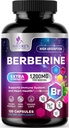Berberine HCL 1200mg Supplement - Berberine HCI Kapsule High Absorbtion Supplement for Heart Health & Immune Support, High Strength, Gluten-Free, Vegan, Non-GMO Pills - 120 Veggie Kapsule