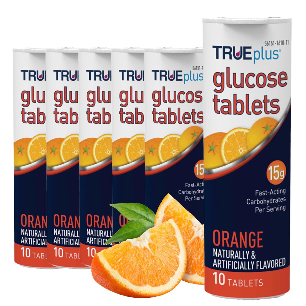 TRUeplus Glukóza Tablety, Orange Flavor - 6X 10ct Tubes