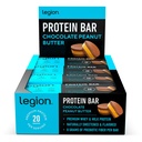 Legion Protein Bar Čokoláda Arašidové maslo -100% Srvátkový proteín, Pečené tyčinky s prebiotickými vláknami - vysoký proteín (20g) Nízky tuk (12g) Nízky cukor (4g), No Soy, Gluten - Prírodné príchute (12 g)