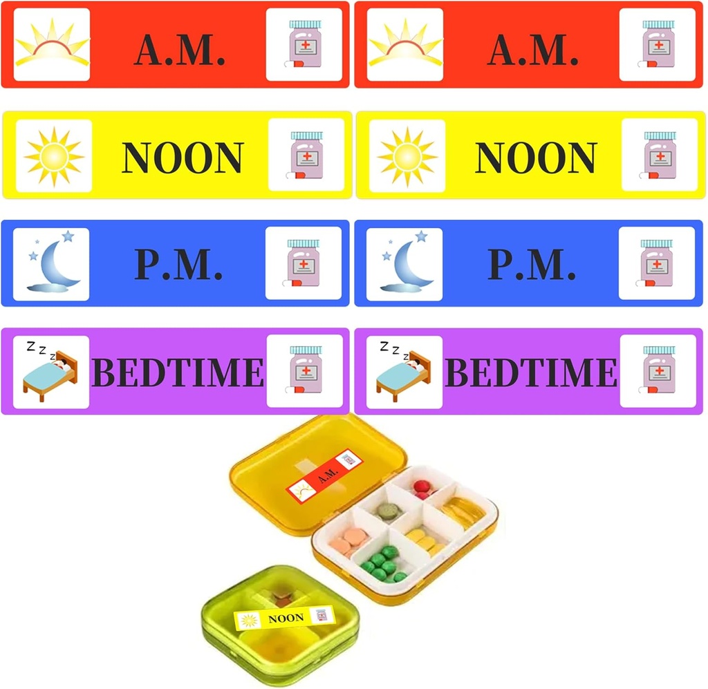500 ks Medicína Nálepky na lieky Návod na použitie - Dobré poludnie večer postieľka medicína nálepka 2/5 x 1.6 palec AM NOON PM pre Nálepky pre Pill Case Planners