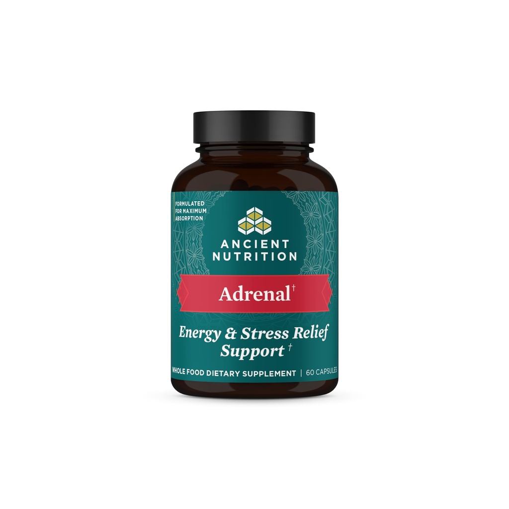 Staroveká výživa Adrenal Podpora s Ashwagandha doplnok, pomáha znížiť stres a únava, Paleo a Keto priateľsky, Gluten zadarmo, 1300mg, 60 Kapsule