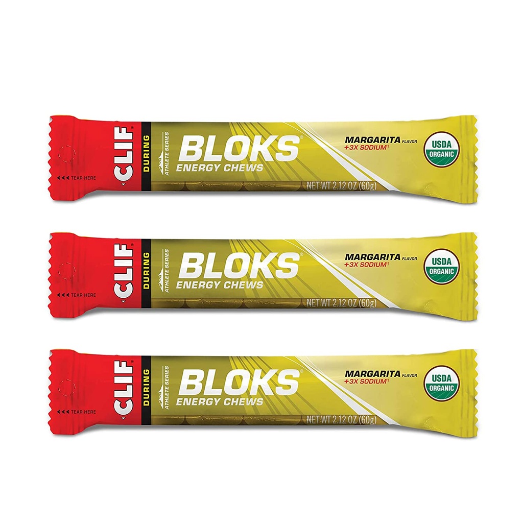 CLIF BLOKY - Energetické žuvačky - Margarita so soľou 3X Sodík pre pridaný Electrolytes- non-GMO - Plant Based Food - Fast Fuel for Cycling and Running-Workout Snack (2.1 Ounce Paket, 3 gróf)