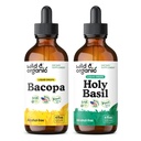 Wild & Organic Bacopa Tinture 4 fl oz & Holy Basil Tinture 4 fl oz