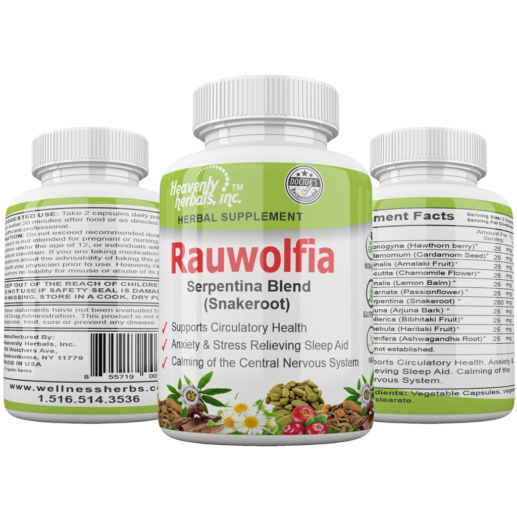 Rauwolfia Serpentina Blend (Snakeroot), 1000mg per Serving - Organic Herbal Supplement - Ayurvedic Herb & Natural Remedy -Podpory Obehové zdravie, Kardiovaskulárna zdravotnícka pomoc