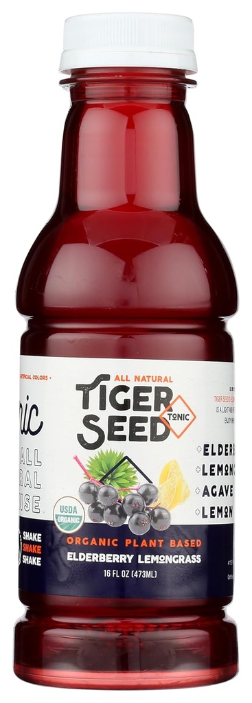 Brusnicová citrónová - Tiger Seed - Rastlinná hydratácia a imunitná podpora - 16 FL OZ fliaš (pack of 9) Organic, Vegan, Kosher, Low-Cugar