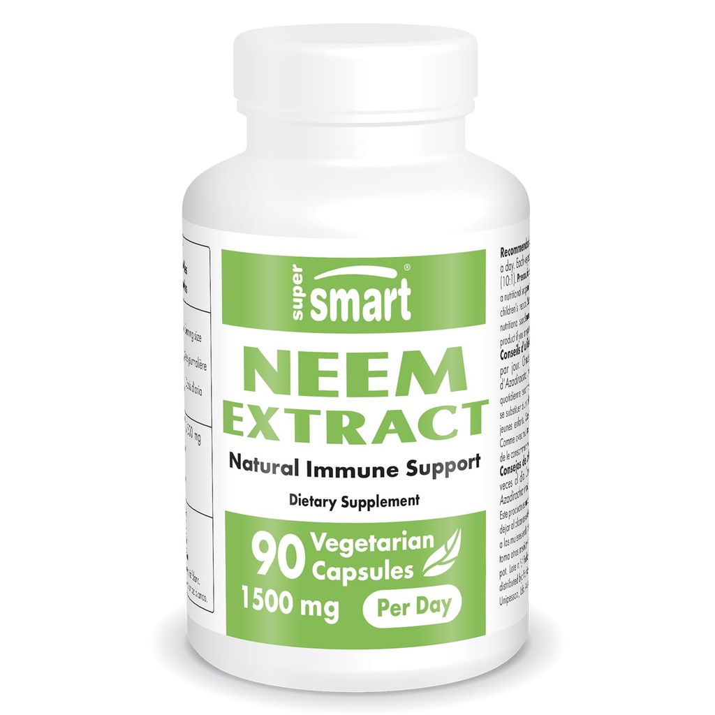 Supersmart - Neem Extract 1500mg per Day - Azadirachta Indica Leaf Oil Extract - Neem Supplement 