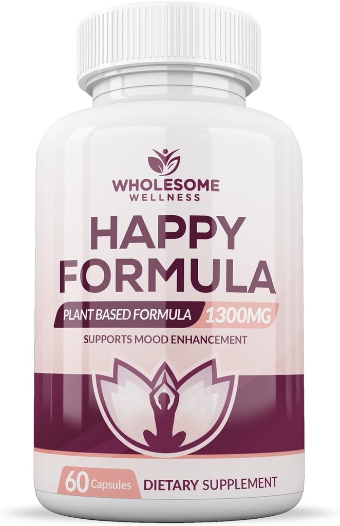 Wholesome Wellness Happy Formula Natural Formula Relief Supplement for Women & Men | 60 Capsules