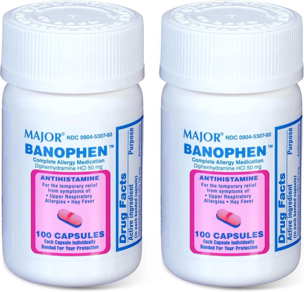 MAJOR Banohpen - Kompletná alergia - Difenhydramín HCI 50 mg - Antihistaminikum - 100 kapsúl (2 balenia)