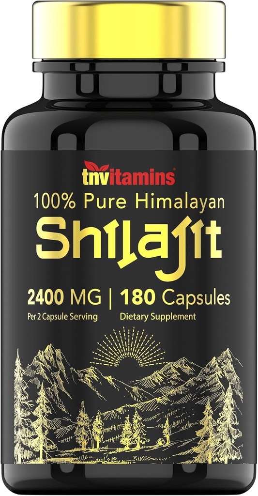 tnvitamins Shilajit Capsules 2400 MG - 180 Capsules | 100% Pure Himalayan Shilajit Capsules for Men & Women | Shilajit Resin Supplement | Three Month Supply! | Non-GMO, Gluten-Free