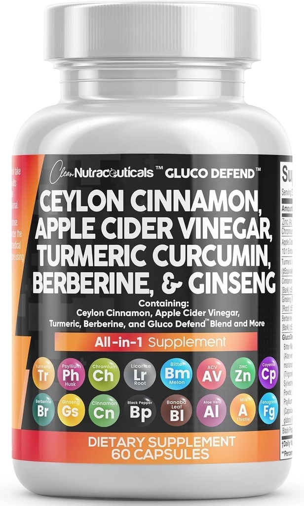 Čistá Nutraceuticals Ceylon Škorica Kapsule + Berberine Turmerica jablko Cider Ocogar Ginseng Horký Melon Gymnema mlieko Thistle senovka Supplement Pilulky prášok pre mužov a ženy