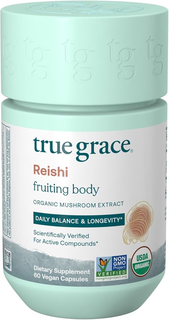 Pravá Grace Huba Reishi Denná bilancia a dlhovekosť - 60 Počet Kapsule - Organické