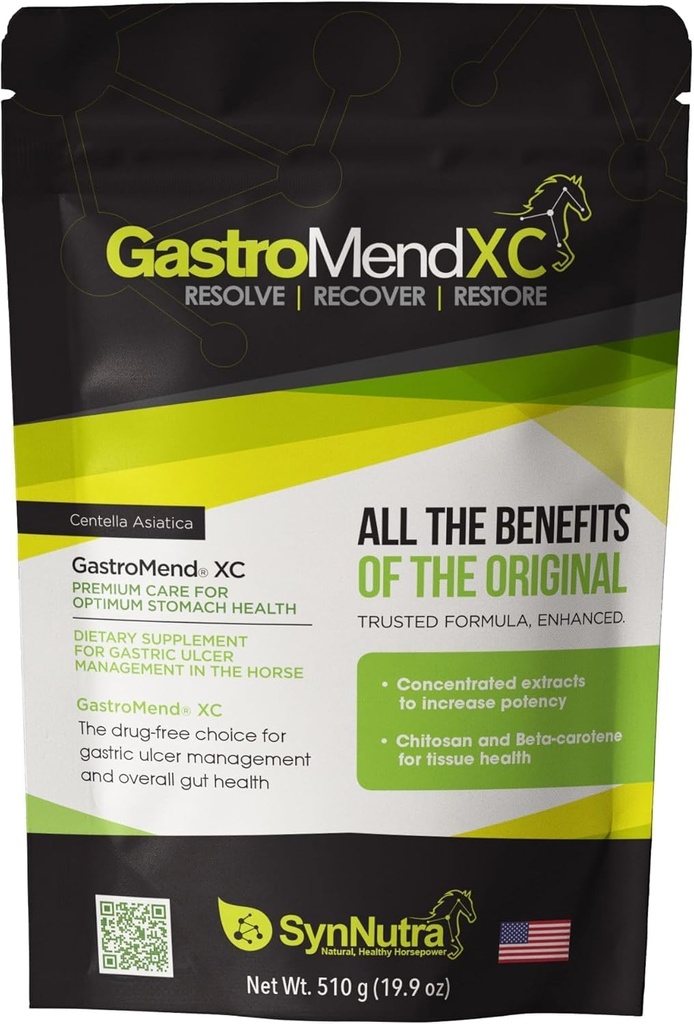 GastroMend XC, 100% Natural Equine Žalúdočné zdravie koní, podporuje liečbu a prevenciu žalúdočných vredov, vysoko silný & účinný, podporuje zdravie žalúdka a zadku, 30 porcií, vyrobené v USA