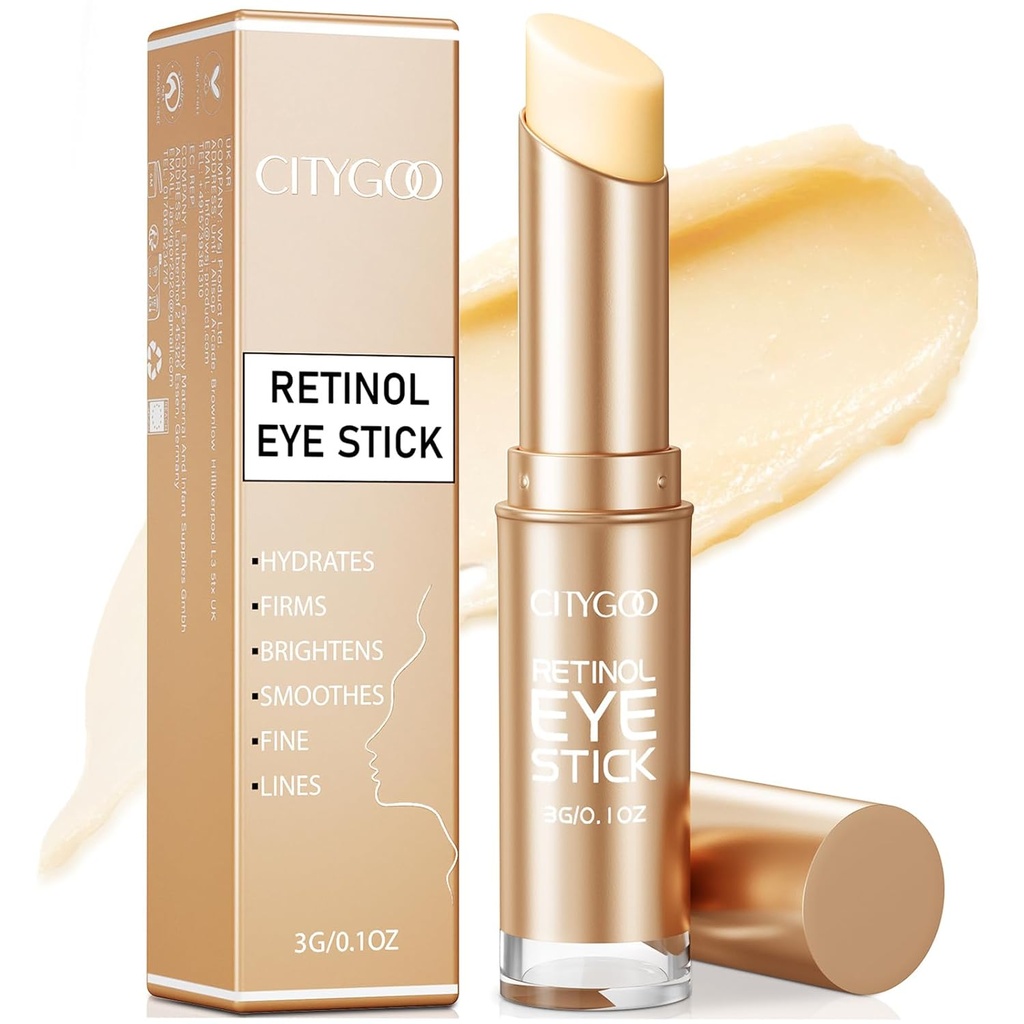 CITYGOO Retinol Očná tyčinka s kolagénom, kyselinou hyalurónovou pre tmavý kruh, pod očný krém proti starnutiu, pre opuchy a tašky znižuje jemné linky (Retinol očná tyčinka, 1ks)