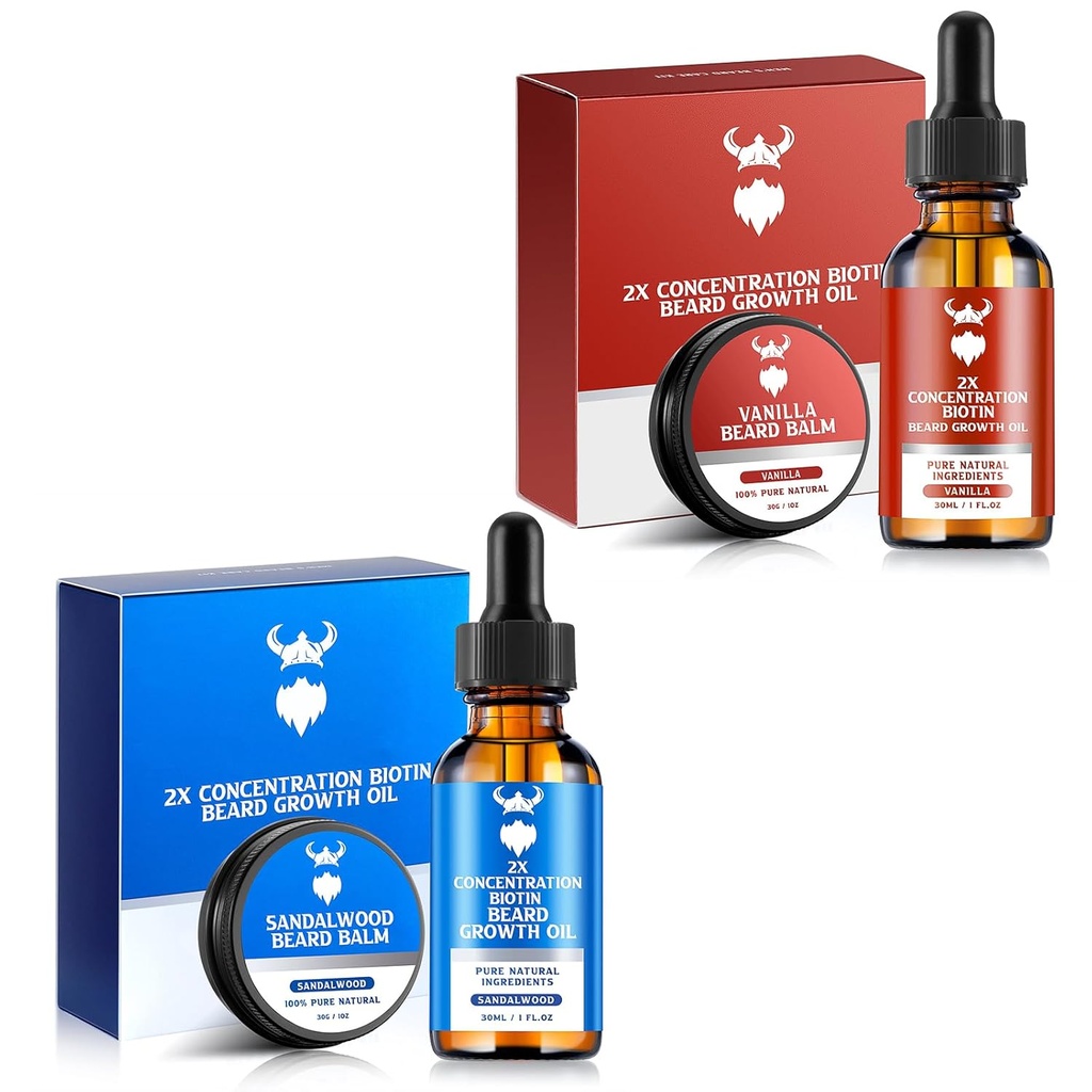 Sandalwood Brada Rastový olej s 2X Koncentrácia Biotín pre mužov a Vanilla Bed Rastový olej s 2X Koncentrácia Biotín pre mužov,Prírodné zložky a zhrubne rast vlasov