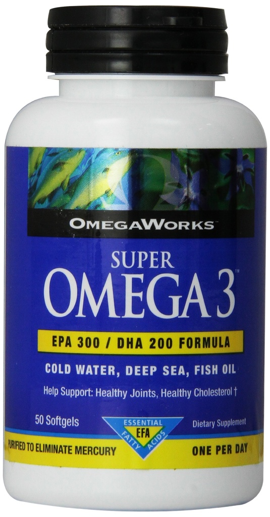 Omegaworks Super Omega 3 Softgels, 50-Count fľaše (Pack of 2)