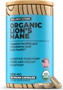 Lions Mane Mushroom Organic Supplement (Hericium Extract) 60 Veggie Caps - Immune Suplement; Zlepšiť kognitívne funkcie + podporovať vitality, chrániť nervé bunky