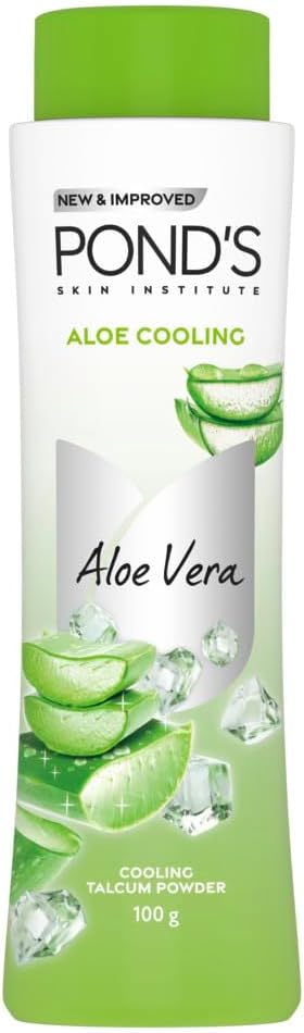 POND'S Aloe Cooling Powder, 100g, for Instant Cooling and Refreshing Relief in Summer, with 100% Aloe Extract, 3X Cooling Effect, Long-Slasing Fragrance