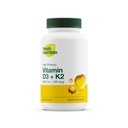 Fresh Nutrition Vegan Vitamín D3 + K2 Kapsule - 5000 IU D3 + 100 μg K2 ako MK-7 pre Optimal Absorpcia - Immune Health, Bone Health, Mood - Non GMO - 90 Kapsule, 3 mesiace