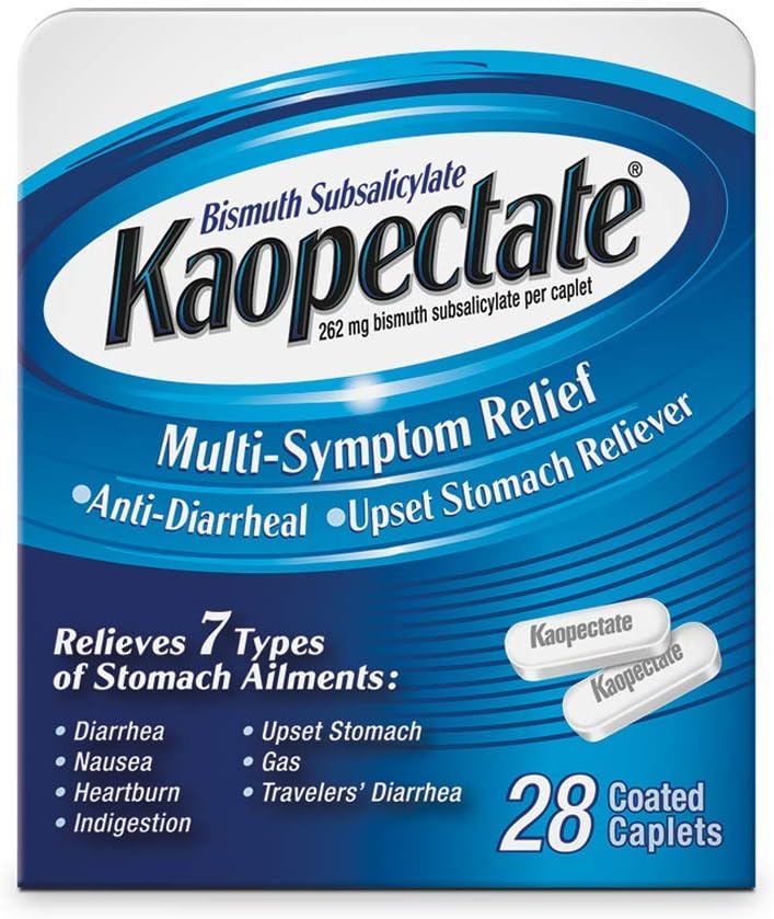 Kaopectate Multi-Symptom Anti-Heareal & Upset Žalúdočný Reliever, 28 Caplets, White