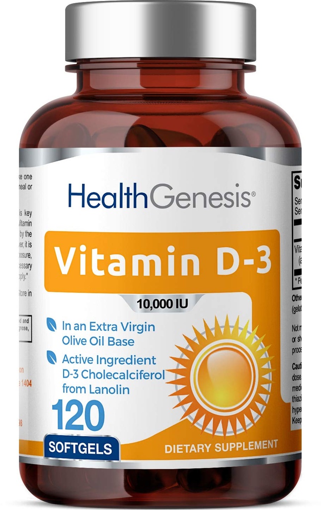Vitamín D-3 10000 IU 120 Softgels - vysoká potencie v extra panenský olivový olej bez GMO sóje podporuje silné kosti imunitného zdravia