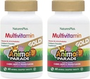 NaturesPlus Animal Parade Gold Detské multivitamíny - rozmanité Cherry, Orange & Grape flavors - 60 žuvacie tablety, balenie 2 - Vegetarián, bez lepku - 60 Celkové služby