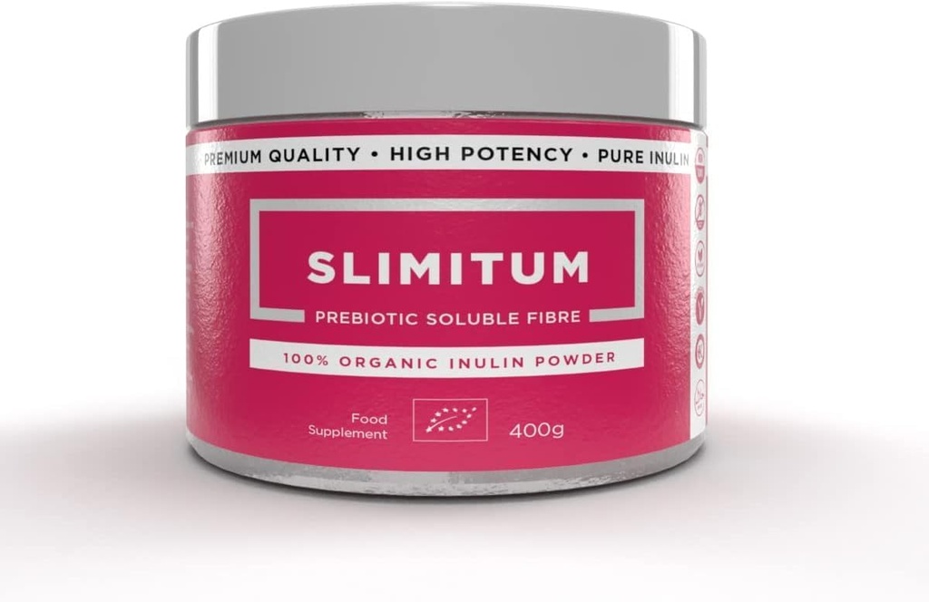 SLIMITUM Organic Inulin Powder (Agave) - 01 balenie Inulin Prebiotické Fiber pre Colon a zdravie Gut, Premium Quality, Intestinálna podpora - 400g