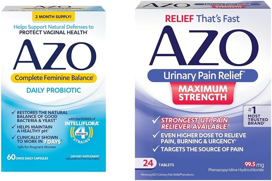 AZO Complete Feminine Balance Daily Probiotiká pre ženy, klinicky preukázané, že pomáhajú chrániť vaginálne zdravie a močová bolesť úľavu maximálnej sily 