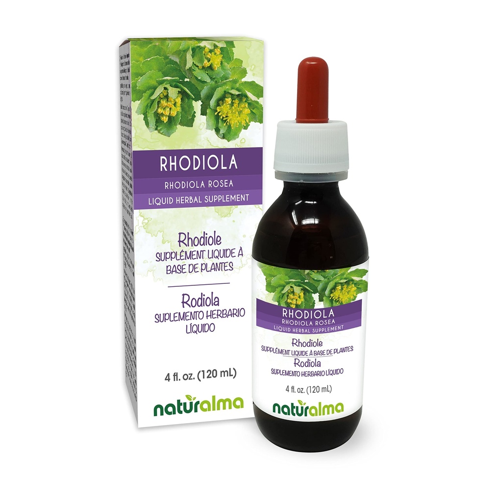 Naturalma Rhodiola rosea (Sedum roseum) Root Alkohol-Free Tinture - 4 fl oz Liquid Extract in Drops - Bylinné doplnok - Vegan
