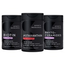 Športový výskum® Zdravá pleť a podpora vlasov - Vegan Biotin 10 000mcg s kokosovým olejom, Triple sila Astaxantín 12mg, a Phytoceramides 350mg per Softgel · Non-GMO · Vegan · Gluten-free