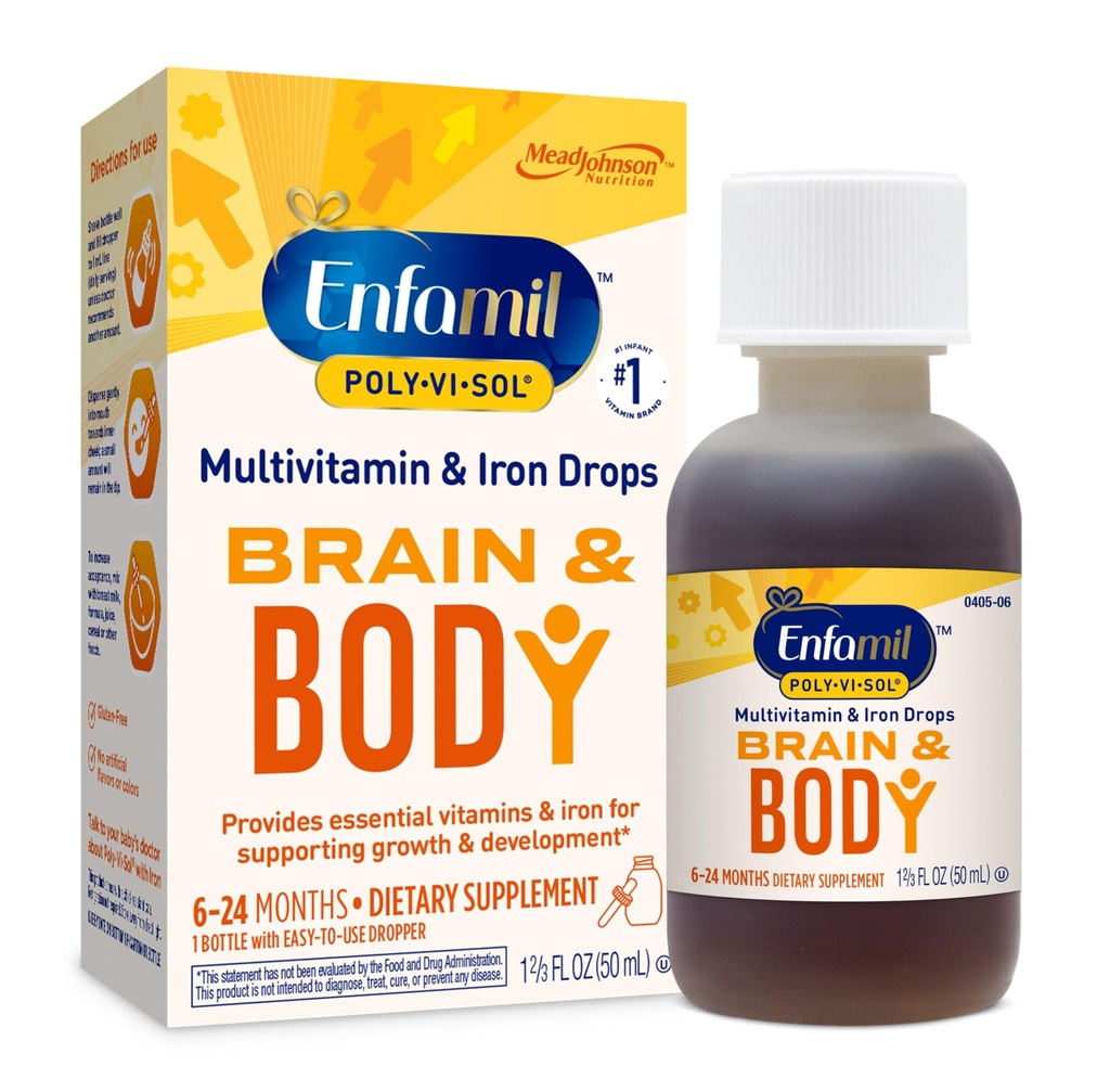 Enfamil Poly-Vi-Sol so železom Tekuté multivitamínové kvapky, podporuje rast a vývoj*, 50ml fľaša