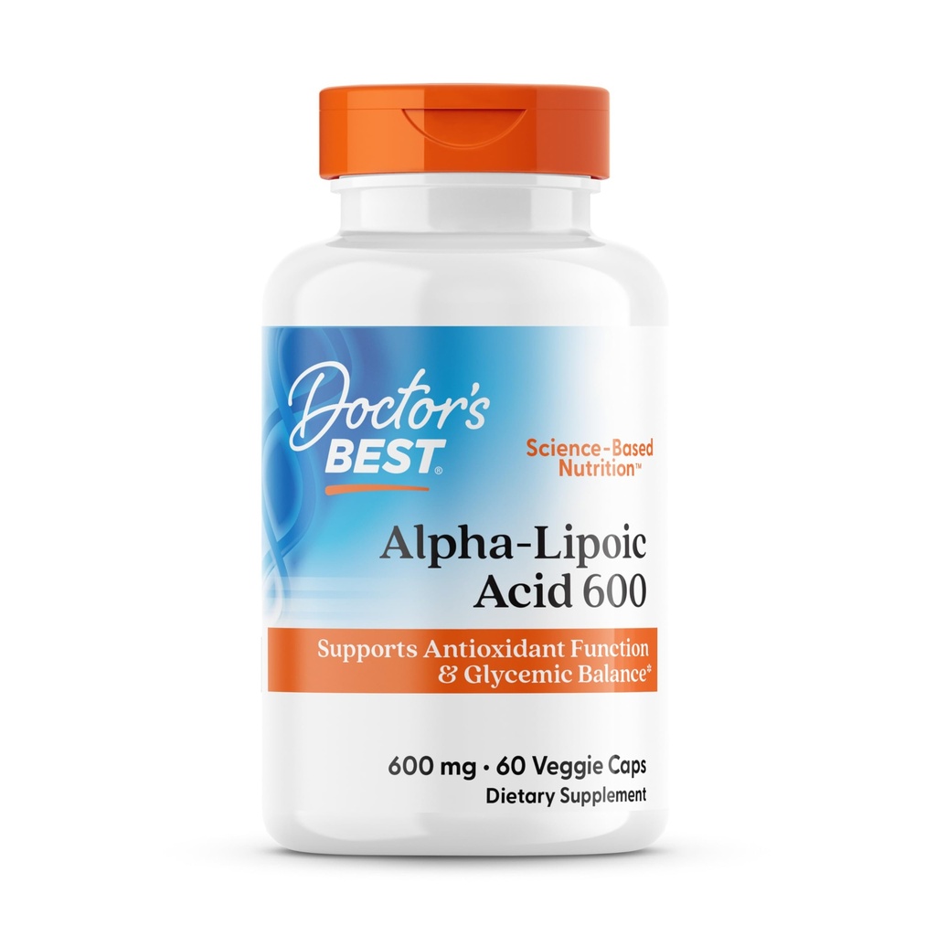 Najlepšia kyselina alfa-lipoová 600, podporuje antioxidačnú funkciu a glycemické bilancie, non-GMO, bez lepku, Vegan, Soy Free, 600 mg, 60 Veggie Caps