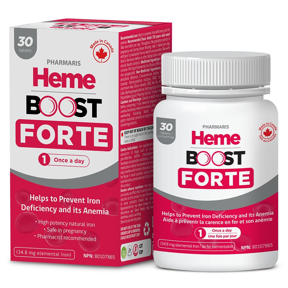 Hemeboost Forte 34,8 mg (696 mg Heme Iron) I 30 tablets I High Potency Natural Iron Supplement I High Absorbtion & Gentle on Žalúdočné I I Železo Tablety pre dospelých a bezpečné na použitie v tehotenstve