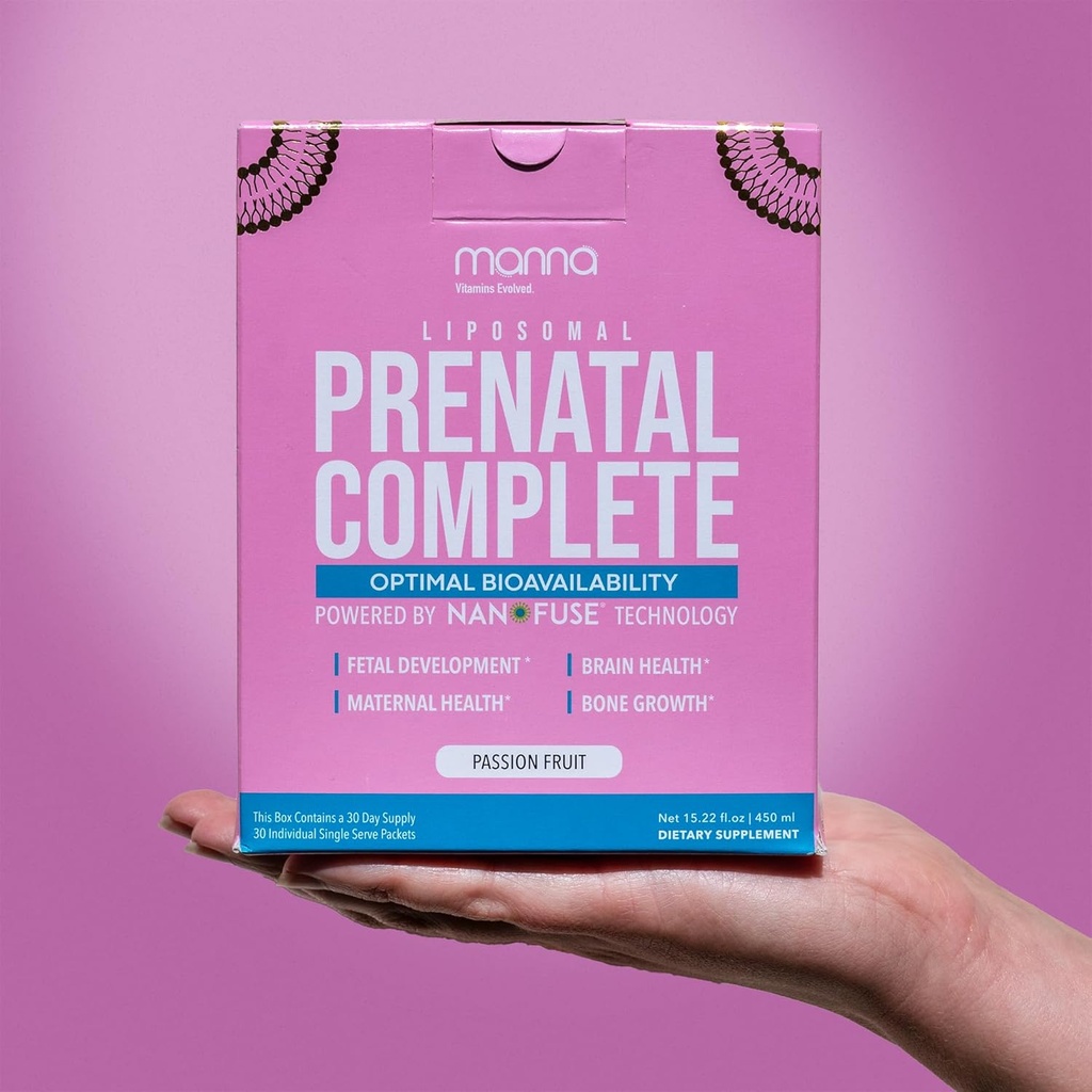 Manna Vitamíny Evolved - Lipozomálne prenatálne kompletné - Tekuté prenatálne vitamíny pre ženy - Najlepšie prenatálne vitamíny pre tehotné ženy pre všetky etapy tehotenstva