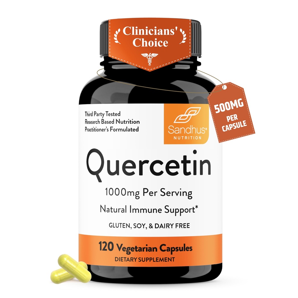 Sandhu's Quercetin Vegetarian Capsules Supplements 120 Count (Pack of 1) 