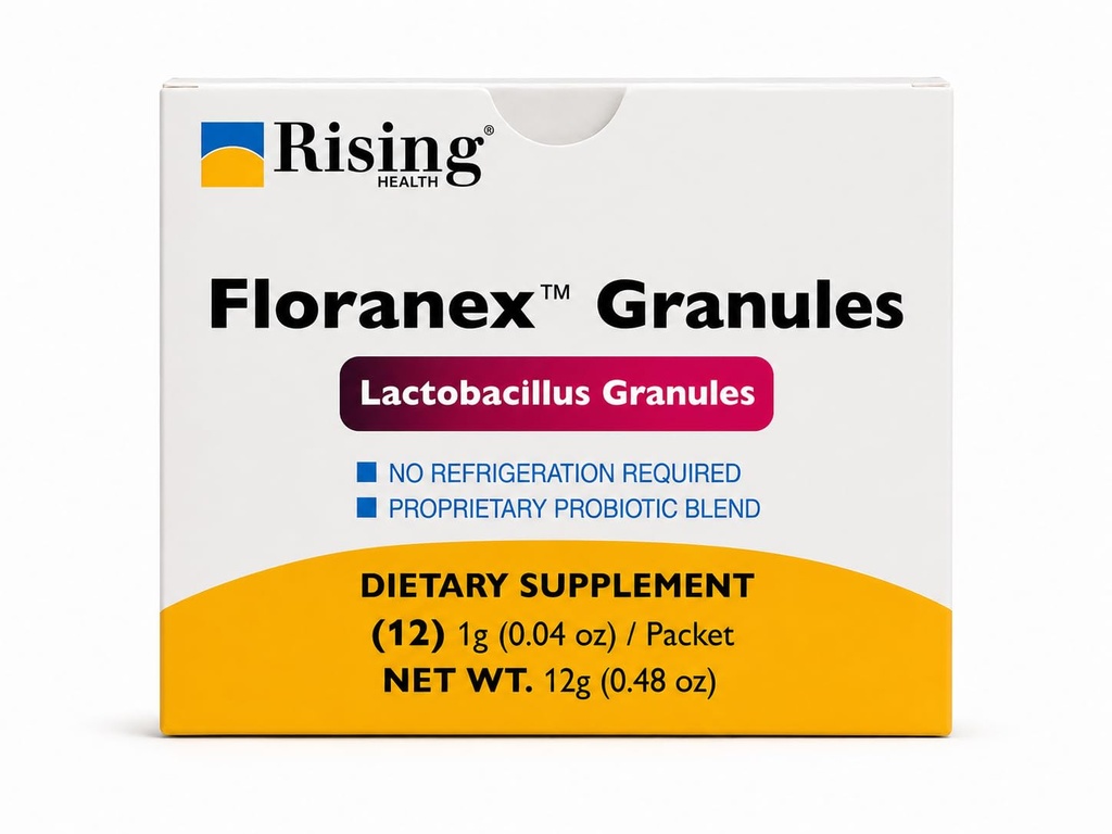 Rising Health - Floranex Granulát - Lactobacillus Granulát Probiotické Dietetické doplnky - 12 paketov