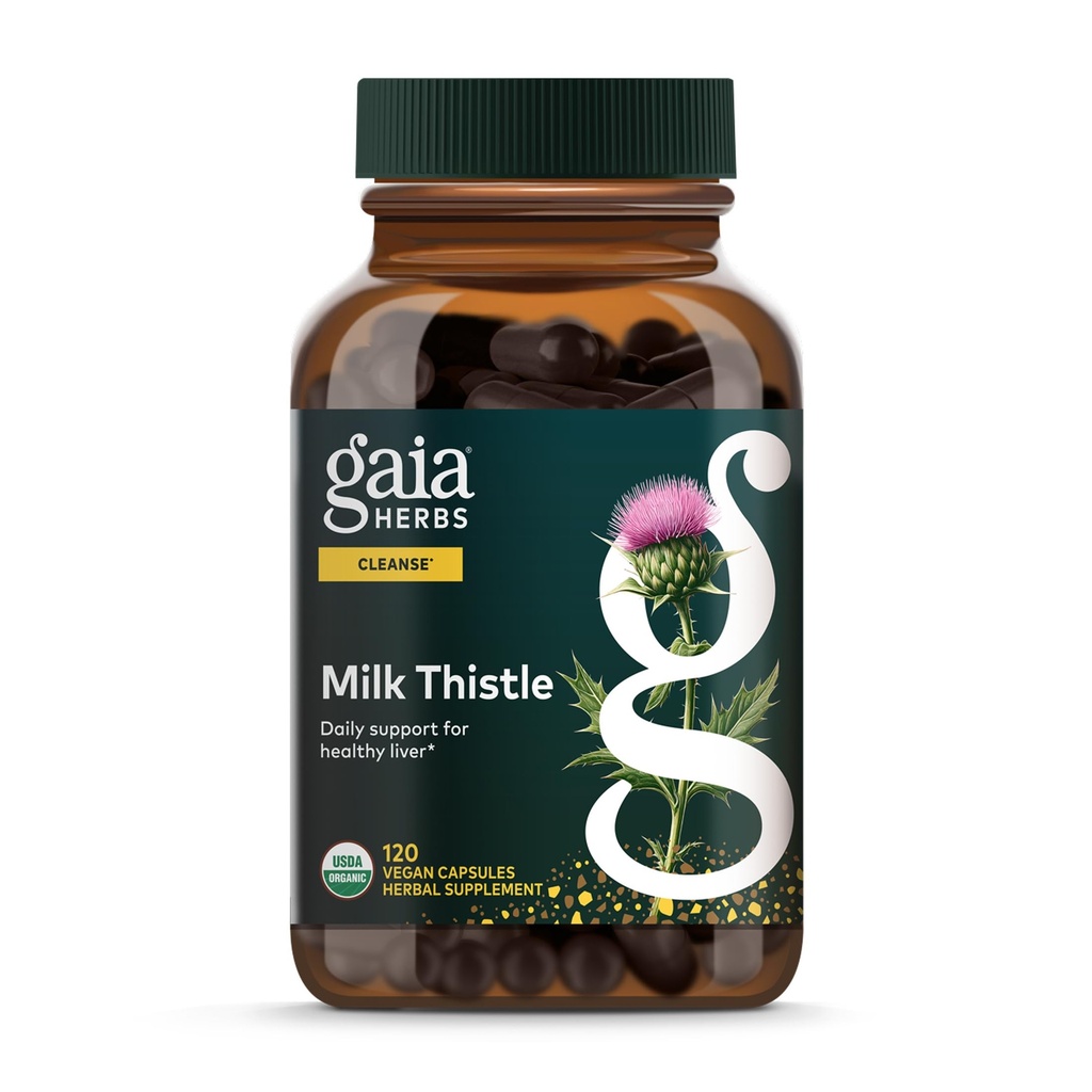 Gaia bylinné mlieko bodka - Pečeň Supplement & Cleanse Podpora pre pomoc udržať zdravé funkcie pečene* - 120 Vegánske kapsule (40-Deň dodávky)