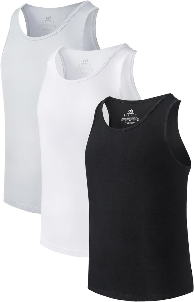 DAVID ARCHY Pánske Tank Top Bambus Rayon Undershirts Tank Shirt Vlhkosť-Wicking A-Shirt pre mužov, 3 alebo 5 Balenie