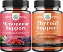 Bundle kompletné bylinné menopauza doplnok pre ženy pre nočné potenie Mood 120ct a bylinné štítnej žľazy podporný komplex - Mood Enhancer Energy Supplement pre zdravie štítnej žľazy