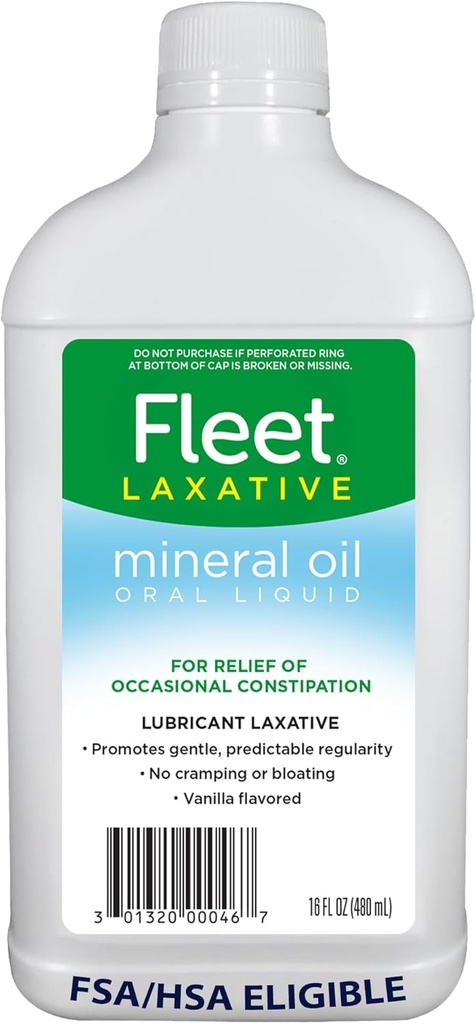 Fleet Minerálny olej, perorálne tekuté preháňadlo, Zápcha Relief pre dospelých, Vanilla Ochutené, 16 Fl Oz