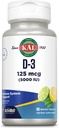 KAL vitamín D-3 5000 IU ActivMelt, Instant Rozpustiť, Prírodné citrónová vápno chuť, Zdravá imunitná funkcia a kostná podpora, 90 Servisov, 90 Micro Tablety