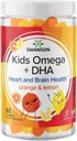 Swanson Kids Omega + DHA Gummies - 60 Gummies - Podpora zdravia mozgu a srdca pre deti - Prírodné a lahodné