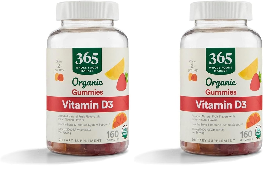 365 podľa trhu s celými potravinami, organickým vitamínom D3 Gummy, 160 grófov (balík 2)
