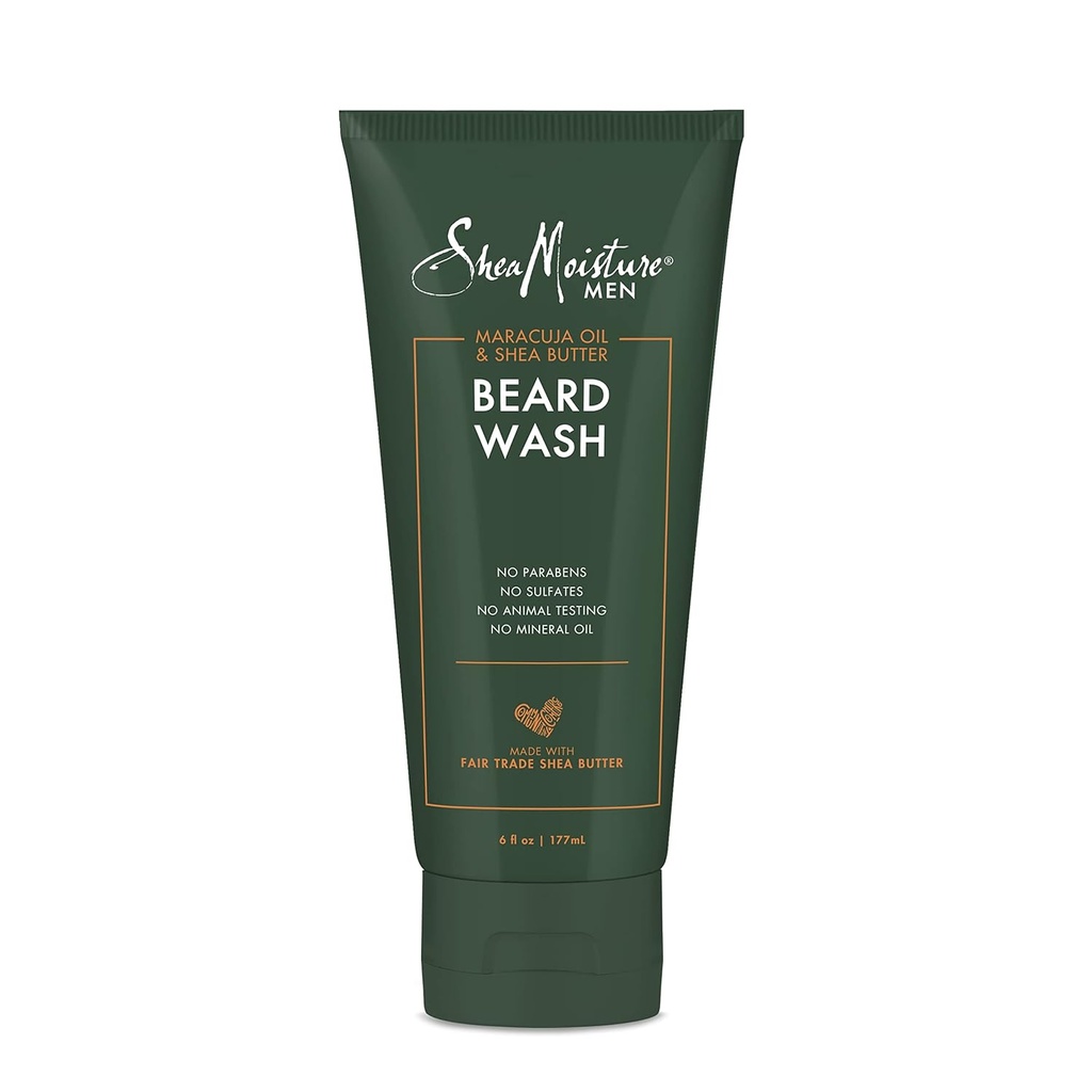 ŠeaMoisture Beard Wash pre plné medvede - Maracuja olej a bambucké maslo pre hlboké čistenie a občerstvenie - 6 oz