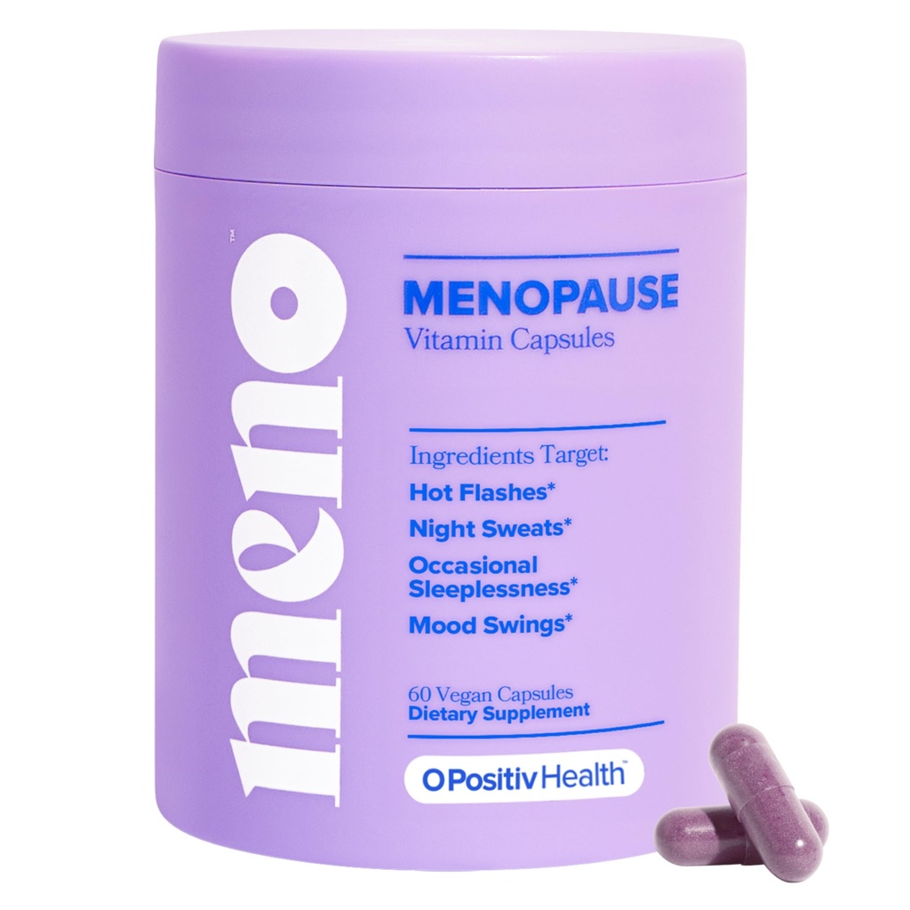 O Positiv MENO vitamíny pre menopauzu - Menopauza bez hormónov Doplnková pre ženy - Black Cohosh & Ashwagandha KSM-66 - Pomáha uľaviť horúce záblesky, nočné potenie, pohyby nálady - 30 porcií (Stoj 1)