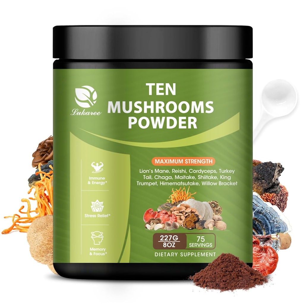 14 v 1 Hubový prášok na varenie kávy, 8 oz Hubový doplnok s Lions Mane, Chaga, Reishi, Turkey Tail, Cordyceps Mushrom Extract Powder, atď, Huby Zmes pre imunitný mozog energie